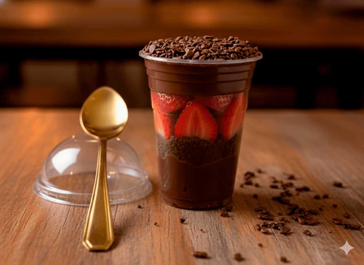 Copo da felicidade Brigadeiro com Morango